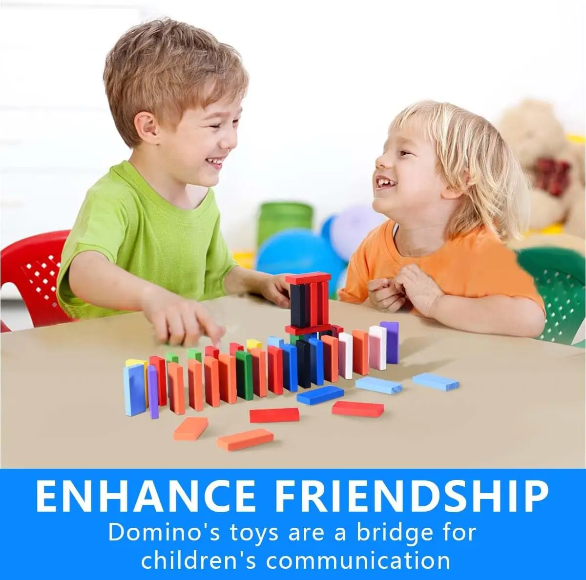 600 Pcs Colorful Wooden Domino Blocks Set Tile Bulk Building Racing Stacking Games Educational Toys for Kids Birthday Party Favo