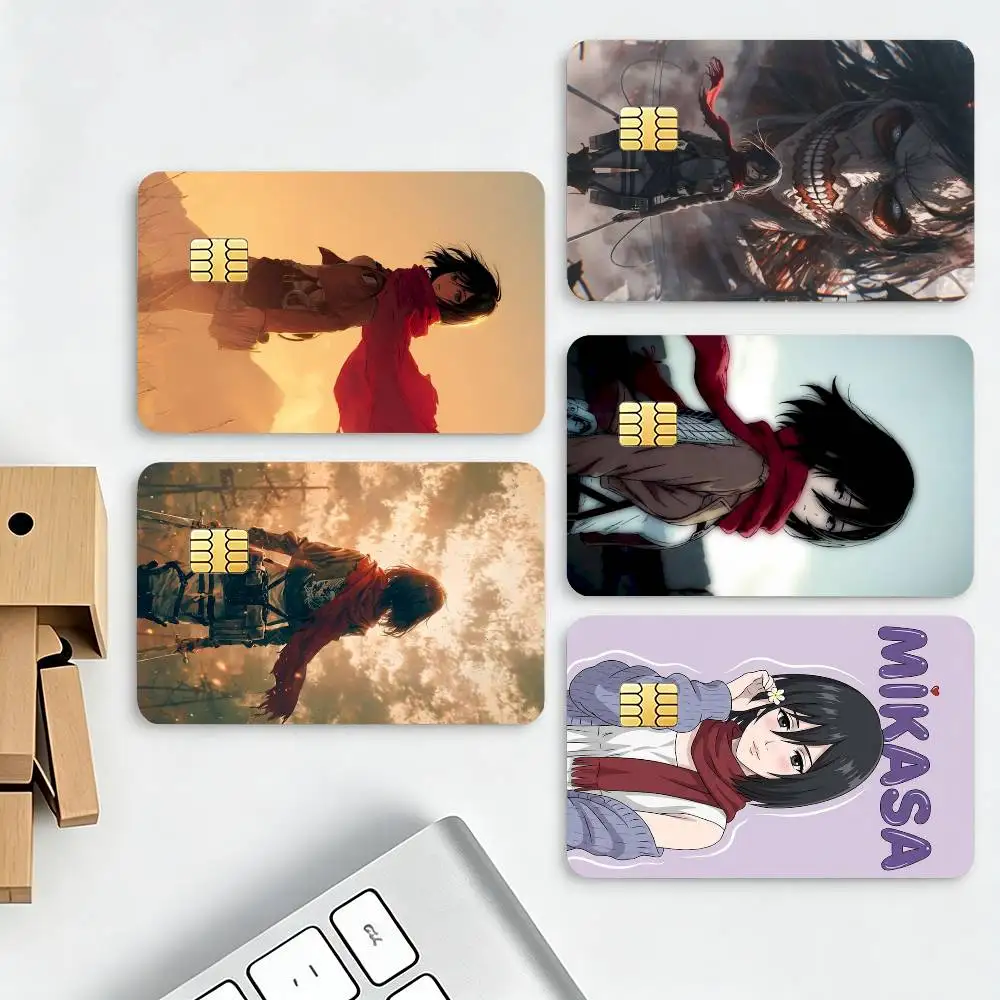 Mikasa Ackerman Attack on Titan HD Credit Card Stickers Game Card Decal Small Chip Waterproof Sticker Gift Decor