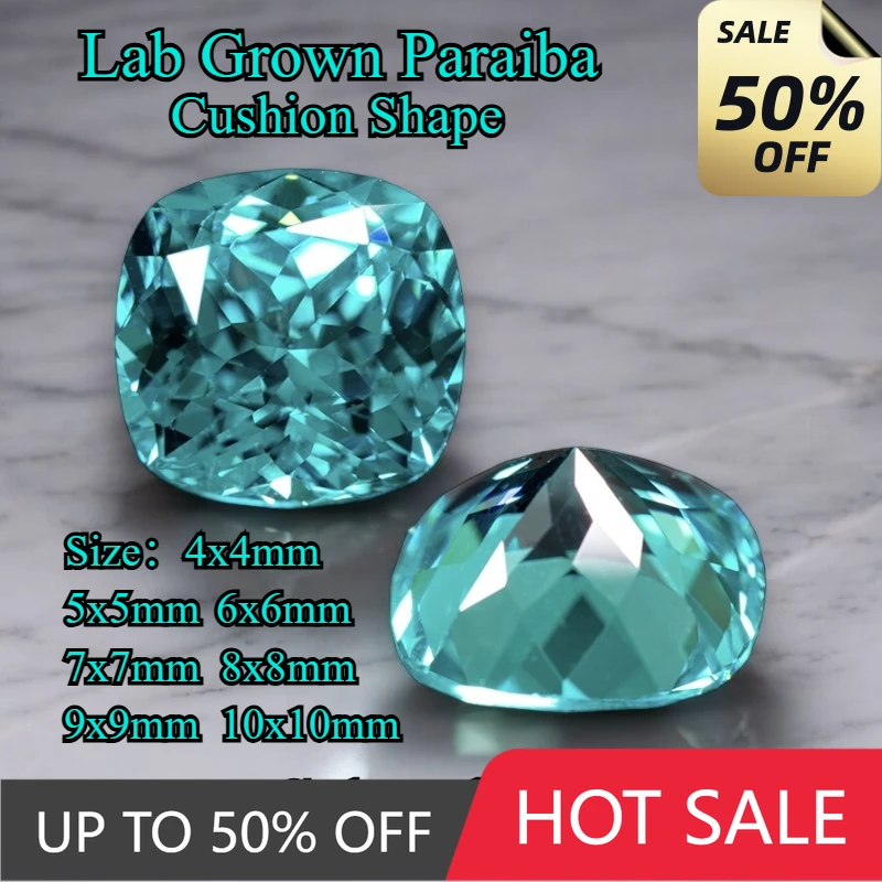 

High Quality Lab Grown Paraiba Cushion Shape Gemstone for DIY Women Ring Necklace Earrings Main Materials Selectable Certificate