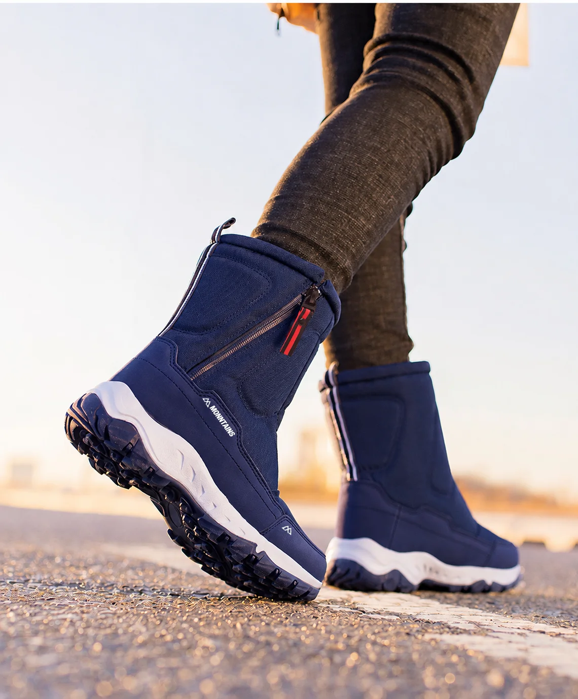 Herrenstiefel, Winterschuhe für Herren, warme Schneestiefel, kniehohe Herrenschuhe, warme Schuhe, dicke, flauschige Winterschuhe für Herren und Damen, Baumwollschuhe. – Detail 13