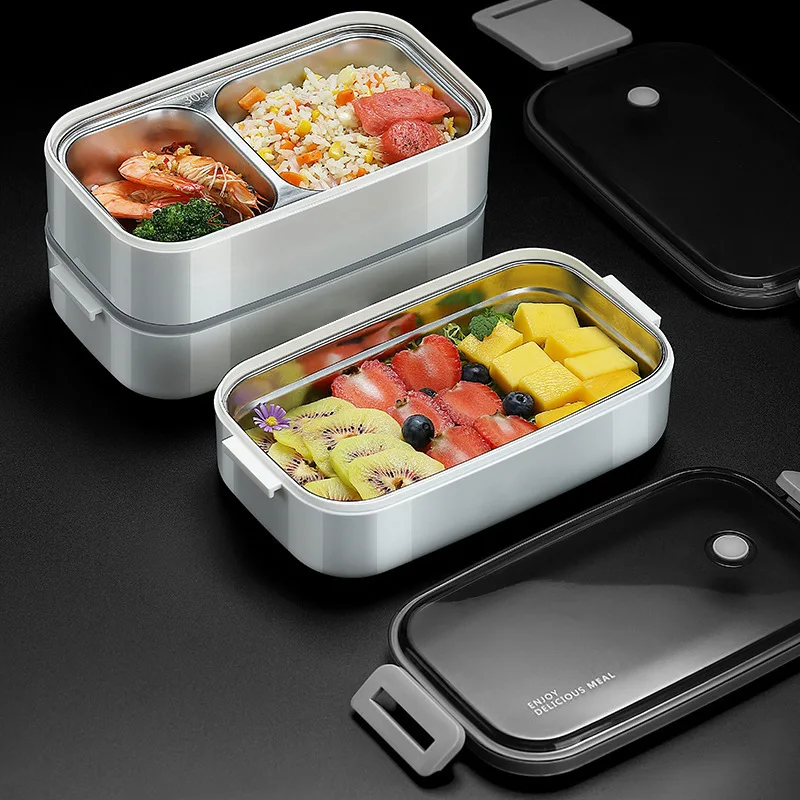 304 stainless steel lunch box for Adults Kids School Office 1/2 Layers Microwavable portable Grids bento Food Storage Containers