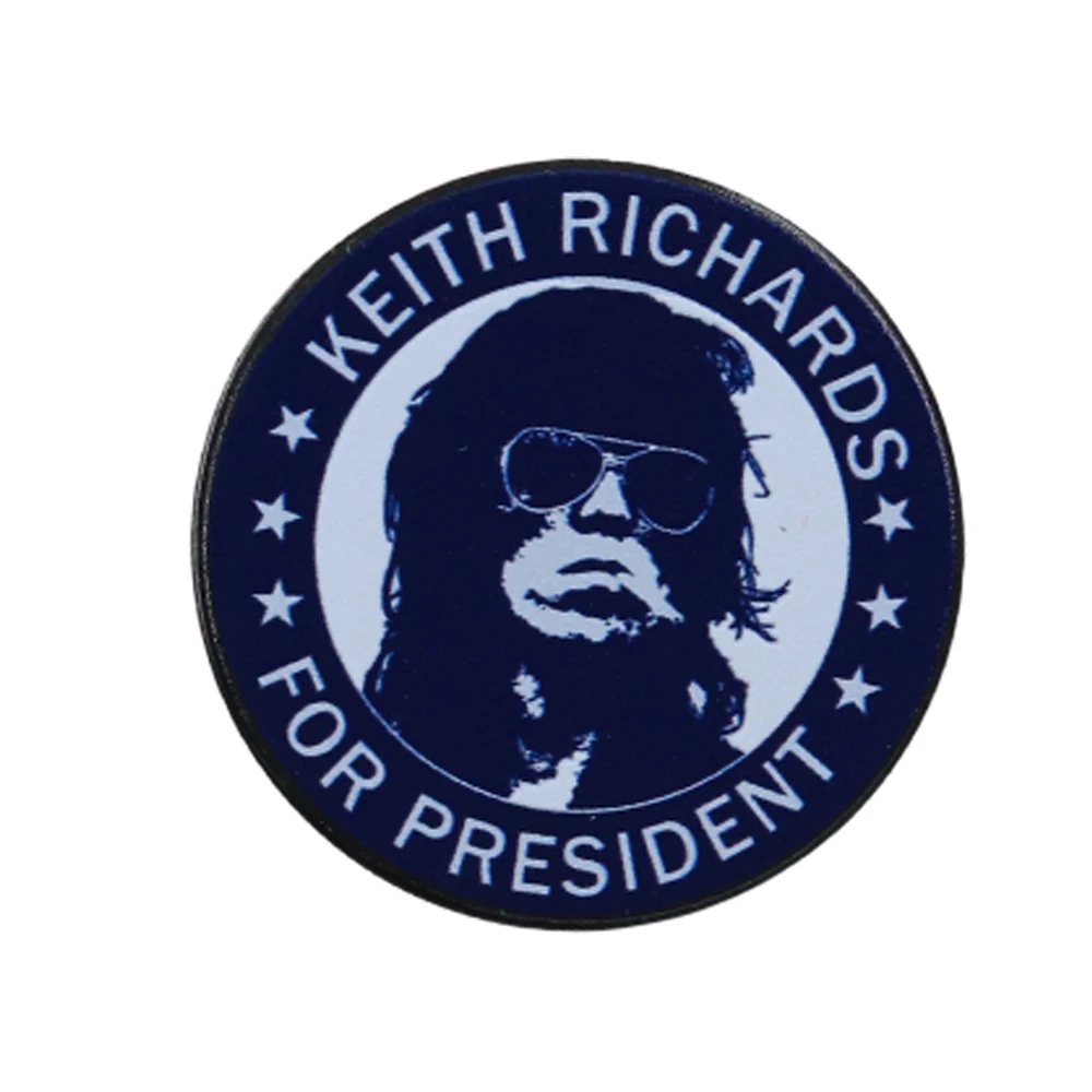 Keith Richards-For President Lapel Pin British Rock Band Guitarist Badge Singer Music Brooch Fans Gift Collect Souvenirs