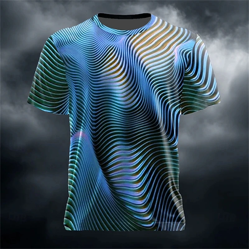2026 New Men's 3D-Printed Textured T-Shirt Retro Street Style Men's Short-Sleeve Lightweight And Breathable Men's Top