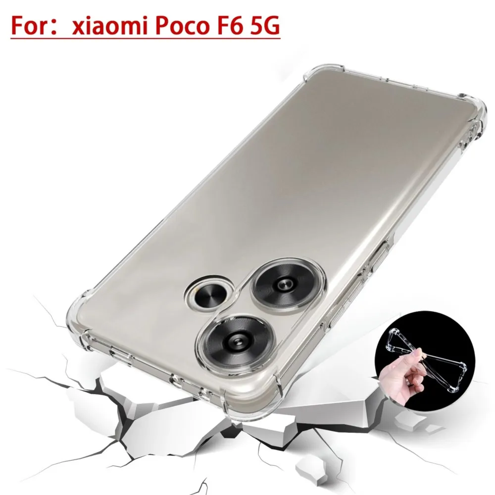 

Противоударный прозрачный силиконовый чехол для Xiaomi POCO F6 5G, прозрачный чехол для POCO Pocophone F6 5G, чехол-накладка