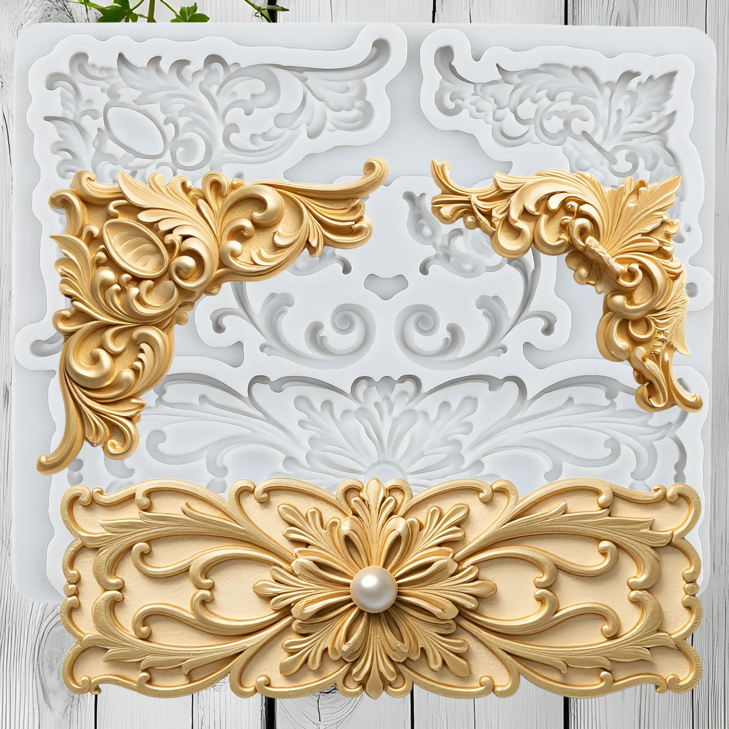 Baroque Silicone Mold Vintage Relief Flower Fondant Cake Decorating Tool Cupcake Topper Candy Sugar Craft Gum Paste Polymer Clay