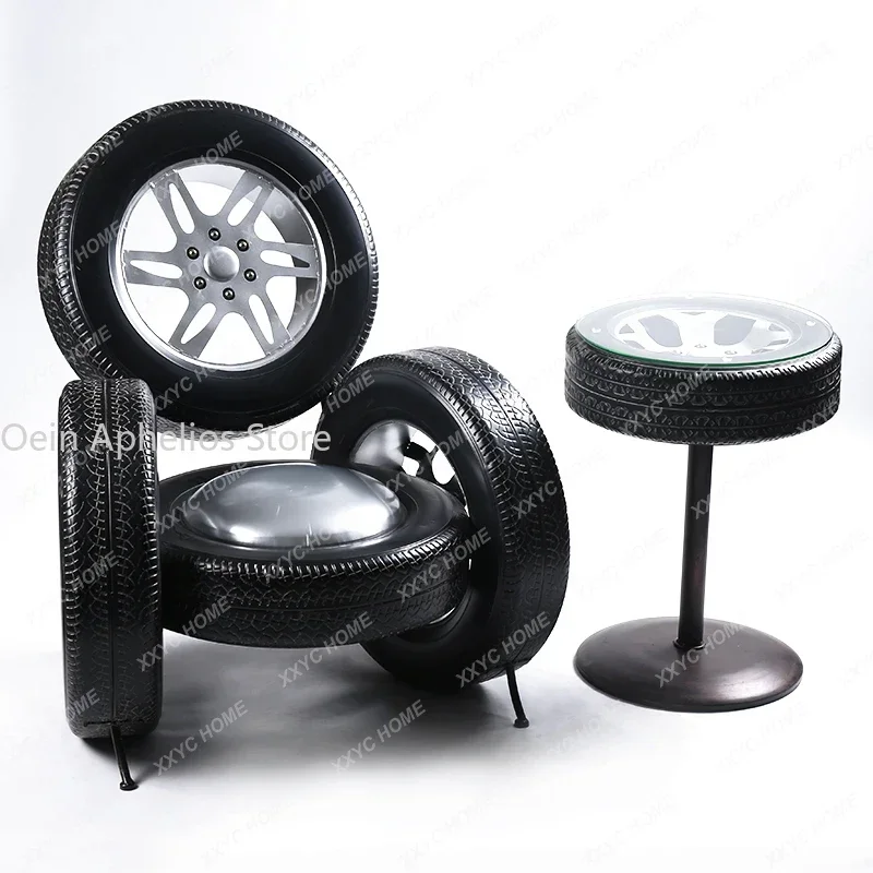 Nordic Chair Eetkamerstoelen Bar Stool Tabouret De Bar Retro Wrought Iron Table Et Chaise Creative Tire Sofa Meubles De