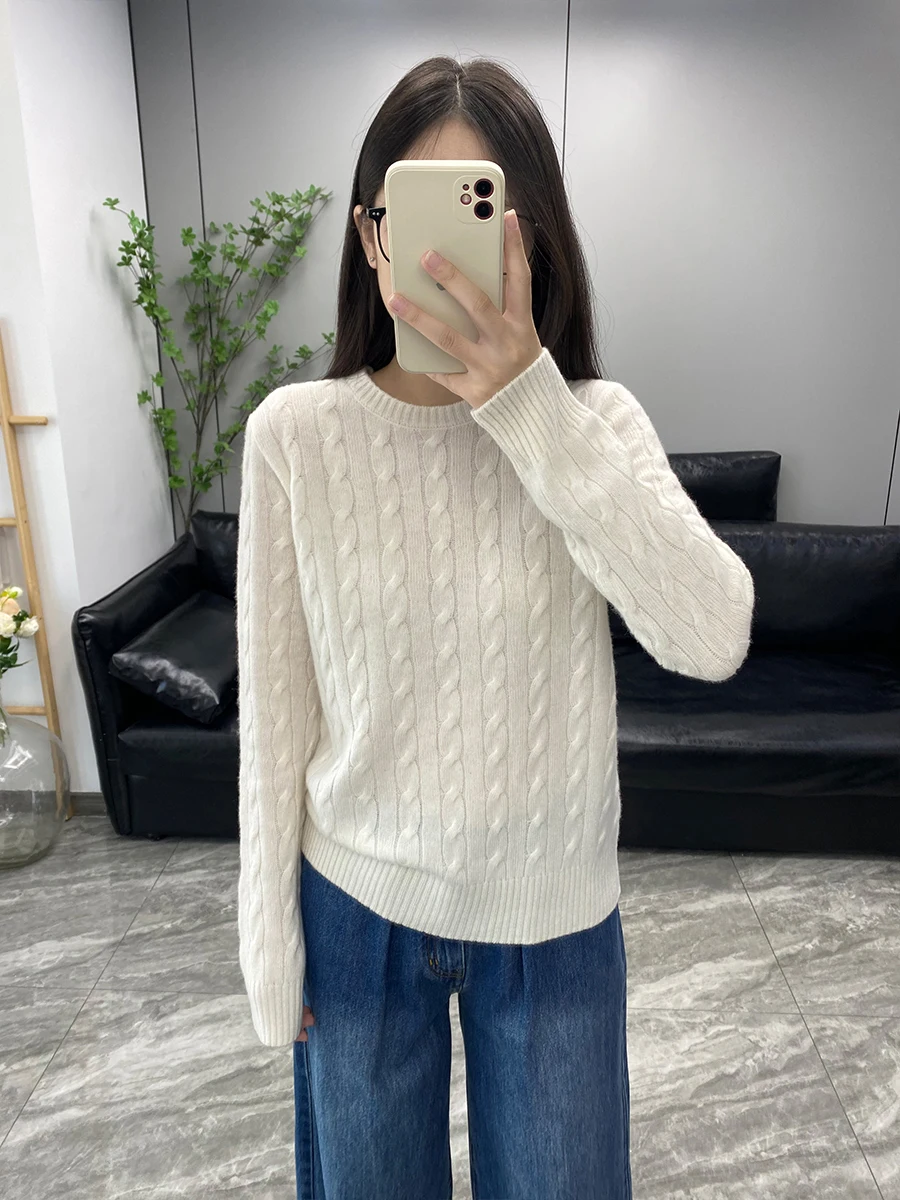 

Casual Sle Long Sve round Ne Knitted Sweater Women's Faionable Wool Camere Entwined Flower Top Versatile Comfortable