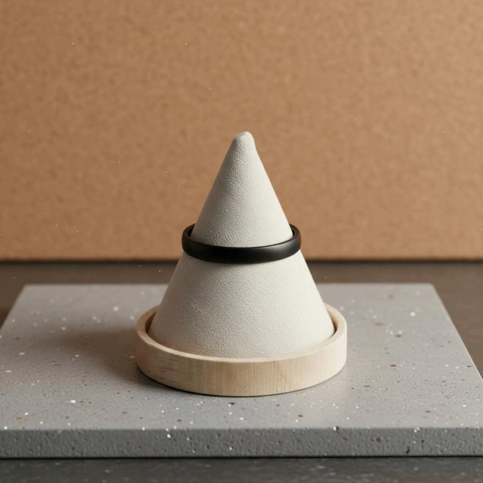 Band Display Cone Minimalist Design Band Cone Display Wooden Base Bracelet Stand Dustproof Waterproof for Retail Counter