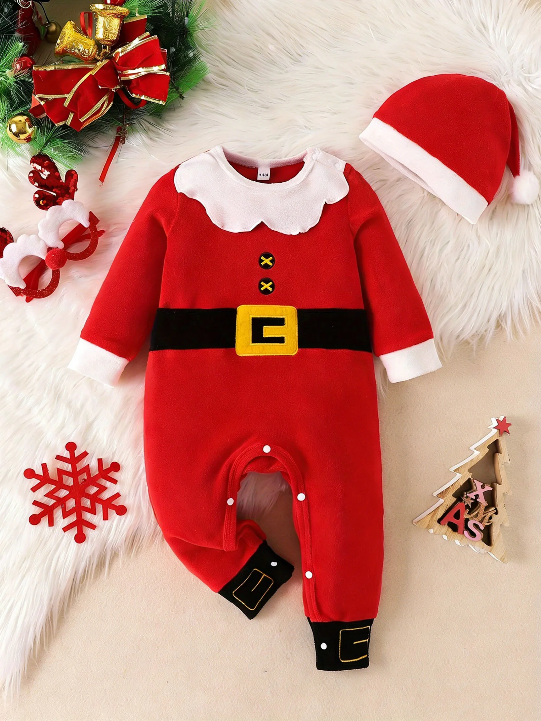 

Christmas Limited Santa Claus Costume - Baby Romper & Santa Hat Holiday Set