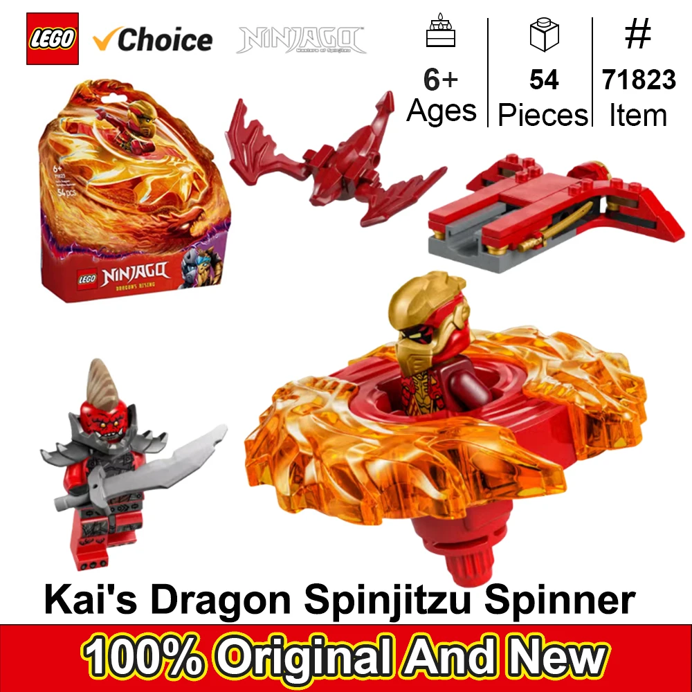 

LEGO 71823 NINJAGO Kai's Dragon Spinjitzu Spinner - Spinning Blade Battle Building Toy for Kids, Boys and Girls, Ages 6+ 54PCS
