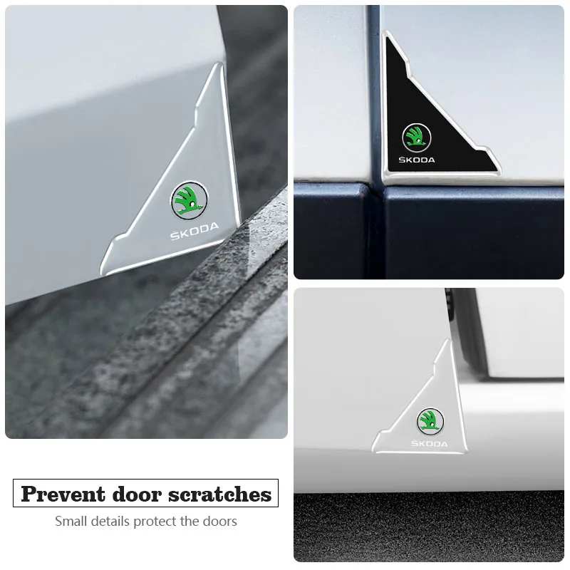 2Pcs Car Door Corner Anti Scratch Collision Protection Stickers For Skoda Octavia Kamiq Rapid Kodiaq Fabia VisionS Karoq Superb