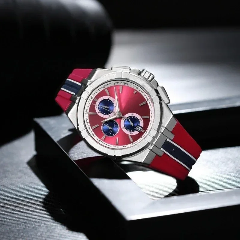 Luxury Mens Chronograph Watch with Date 3 Subdials Quartz Movement High Quality Casual Fashion Wristwatch Stainless Steel Band