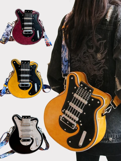 Osobowość kreatywna Y2K gorąca dziewczyna amerykańska torba w kształcie gitary retro gitara basowa torba o specjalnym kształcie torba na ramię torba tren
