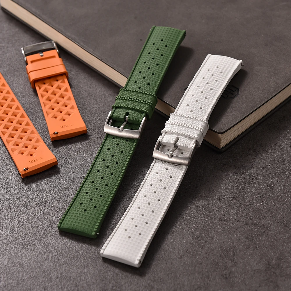 18/19/20/21/22/23/24 مللي متر الاستوائية FKM ساعة مطاطية العصابات الإفراج السريع FPM حزام دائم لينة معصمه مقاوم للماء ساعة رياضية #2