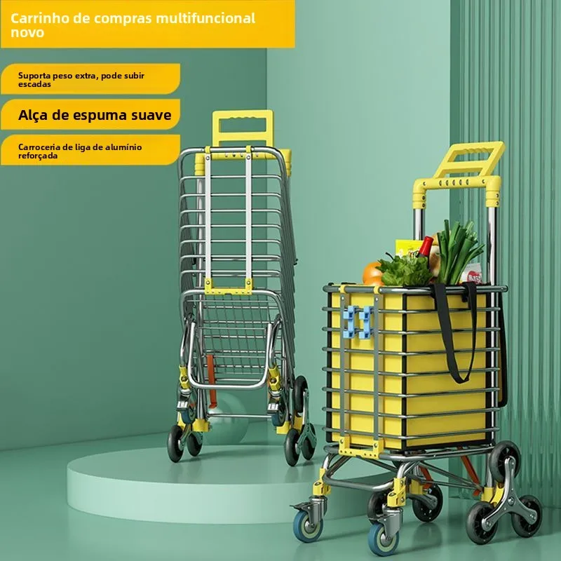 portable-shopping-cart-hand-pulled-vegetable-buying-barrow-stainless-steel-material-foldable-design-with-eva-wheels-for-home-use