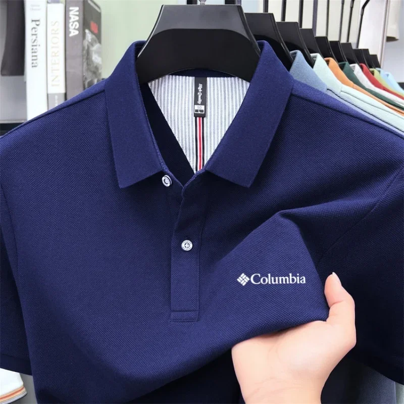 100% Pure Cotton 2026high-end Brand Men's Short Sleeve Polo Shirt Summer Fashion Luxury Logo