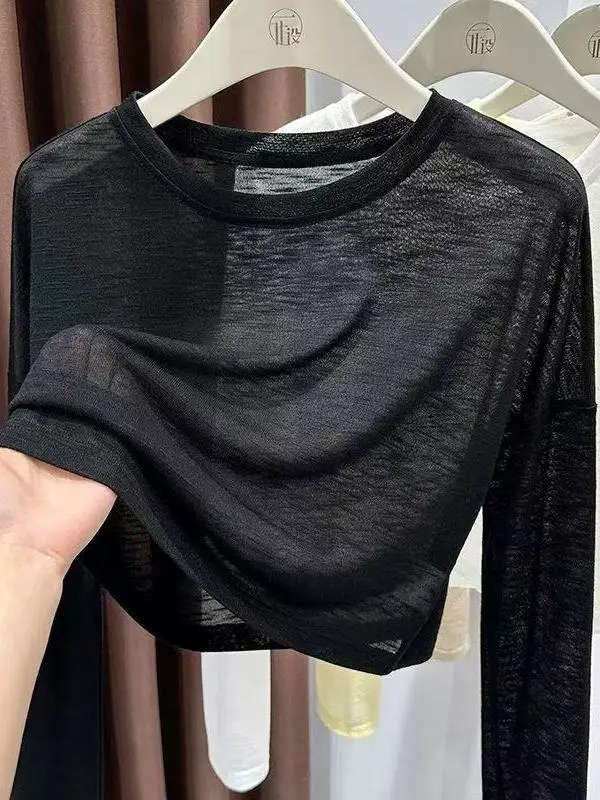 Lightweight Breathable Summer Sun Protection Top Thin Sensation Quick Dry Long Sleeve Fitness Casual Cover up for Women