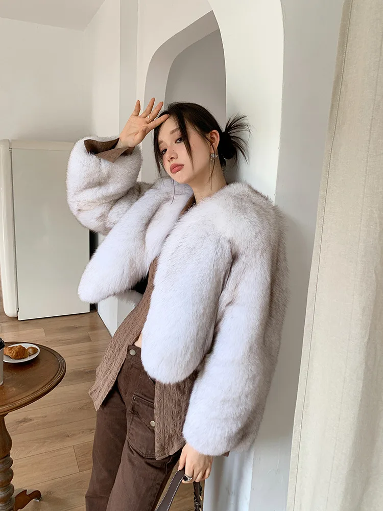 Autumn and Winter Fox Fur Coat Women\'s Thickened Short Fashion Imitation Fur Coat Lazy Wind Hairy Coat