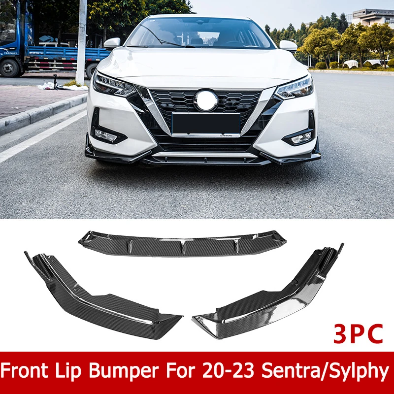 Front Bumper Lip Cover Bar Guard Protetor For 2020 2021 2023 Nissan Sentra Sylphy PP Materital 3PCS