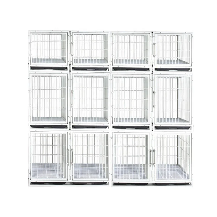 Heavy Double Door Dog Crate Modern Modular Cage Banks for Large Dogs Solid Pattern Stackable Plastic Tray Box Packing