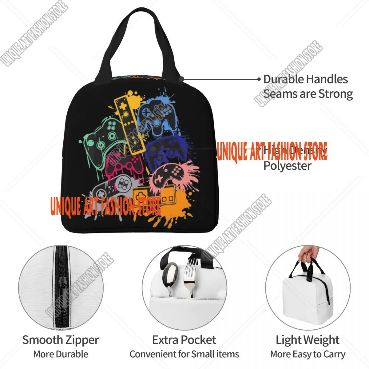 Controlla tutte le cose Controller per videogiochi Borse per il pranzo isolate Contenitore per pasti portatile Borsa termica Tote Lunch Box Borsa per alimenti