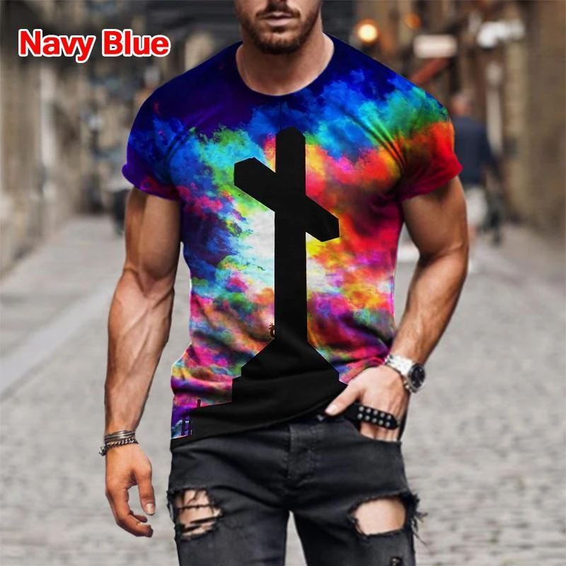 Summer Fashion Men Christian Cross Black and White Jesus Print 3D Unisex Casual T-shirt Kids Tops