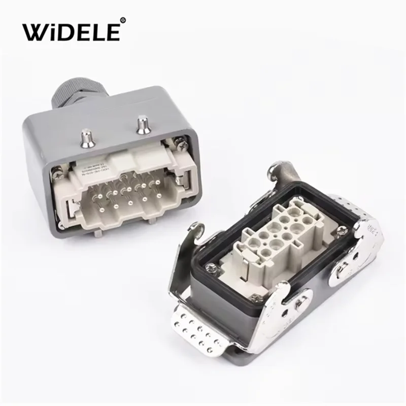 HDC-HE4 6 10 16 20 24 32 48 Core Pin 16A Rectangular Heavy Duty Connector Waterproof Aviation Plug  Top  And Side Line Connector