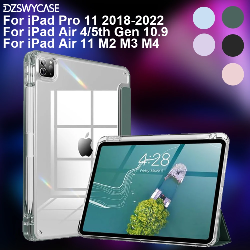 

Case for iPad Pro 11 2018-2022, For iPad Air 4/5th Gen 10.9 inch, For iPad Air 11 M2 M3 M4, Pencil Holder, Auto Sleep/Wake Cover