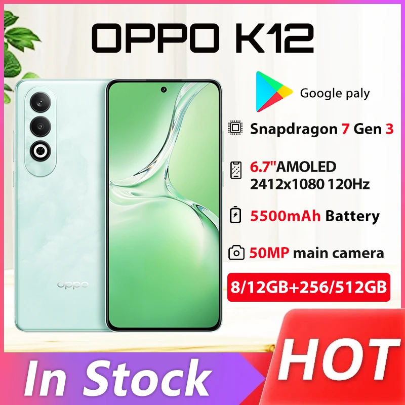 NEW OPPO K12 5G Smartphone Snapdragon 7 Gen 3 50MP Triple Camera 5500mAh 6.7