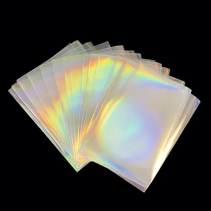 

100pcs/Set Single And Double Sided Rainbow Laser Card Sleeves Clear Acid Free PTCG Anime Holographic Protector Case