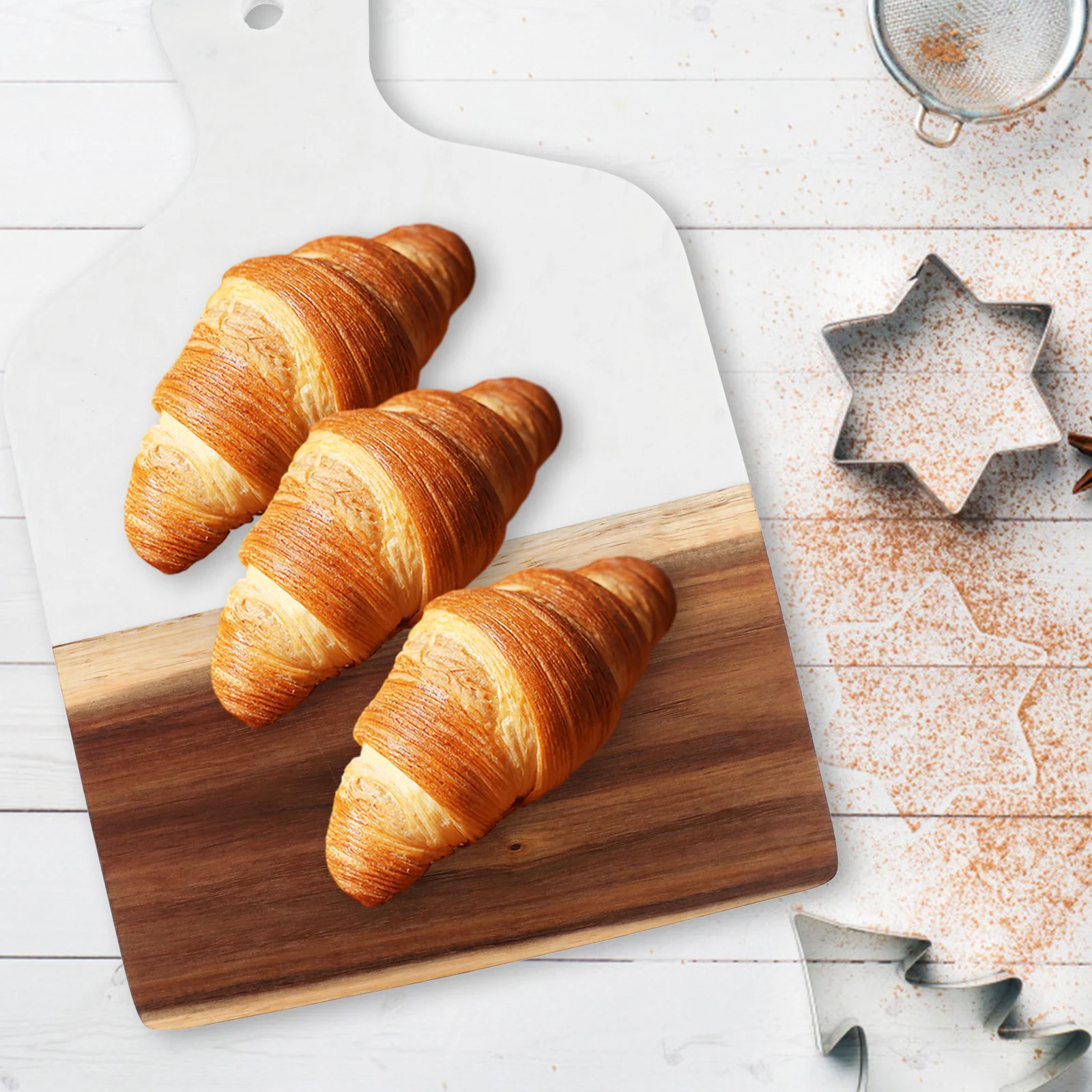 

1pc Marble Wooden Cutting Board Multi-Use Kitchen Chopping Serving Tray For Fruit Vegetable Meat Bread Prep Tool