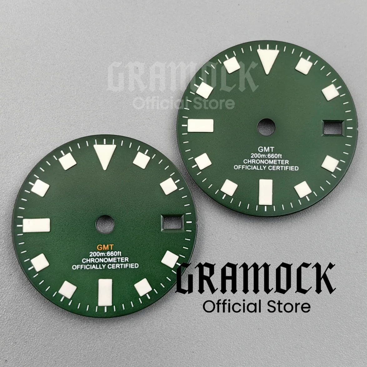Gramock 29mm GMT Pelagos Retro Watch Dials Luminous Raise Marks Calendar For NH34 Automatic Movement Watch Accessories Mod Part