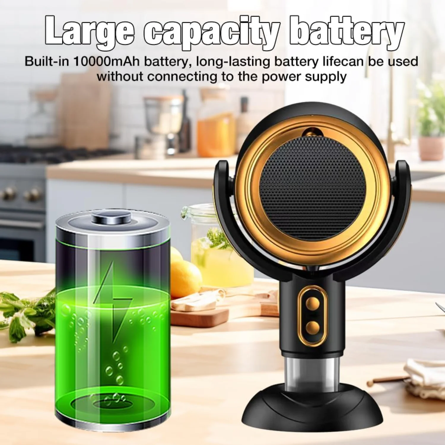 2スピード排気ファン付きポータブルフード、取り外し可能で洗えるフィルター、大型オイル収集カップ、インド用ワイヤレスデスクトップフード