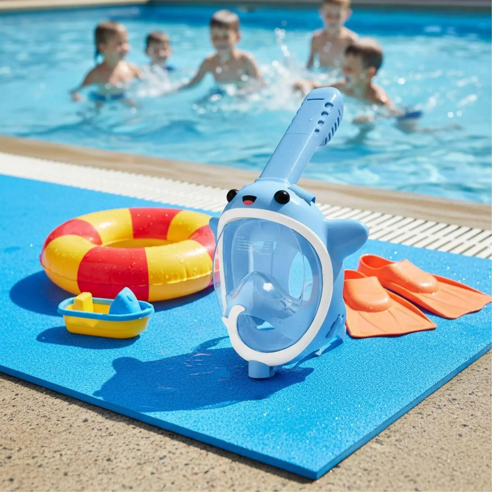 

Kids Full Face Breathing Tube Visor Anti-Fog Children's Water Spray Diving Visor Cartoon Breathing Tube Set Easy Breathing