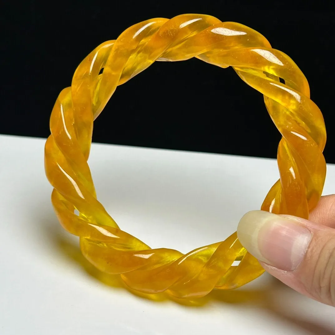 Natural ice Gold&Yellow Jade jadeite artistic carving bracelets
