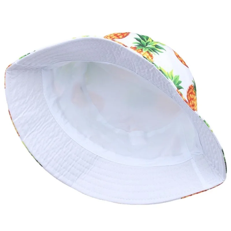 Summer Lemon Printed Bucket Hats For Women Men Kids Cherry Pineapple Double-Sided Panama Caps Fishing Bob Sun Fisherman\'s Hat