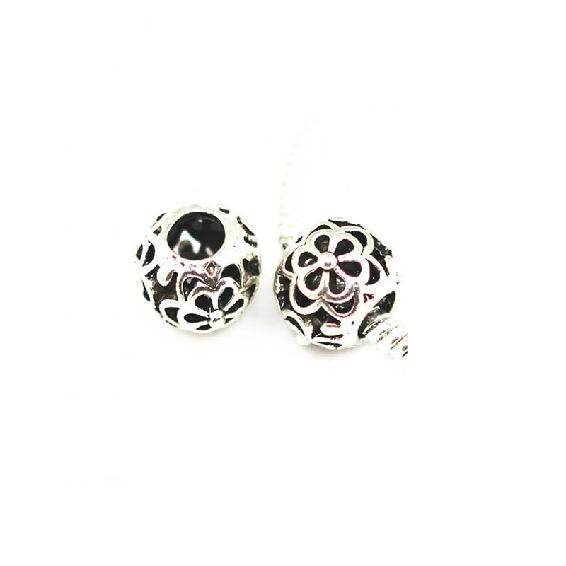 10PCS/Lot 10mm Tibetan Silver Metal Hollow Beads Big Hole Loose Spacer Beads For Jewelry Making DIY Bracelet Accessoies Supplies