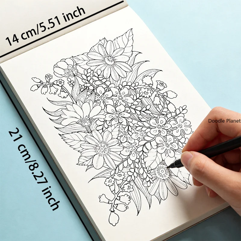 A Healing Decompression Coloring Book, 24 Pages, Themes As Small Animals/monsters/flowers, Zen Winding Pattern Line Drawing Copy