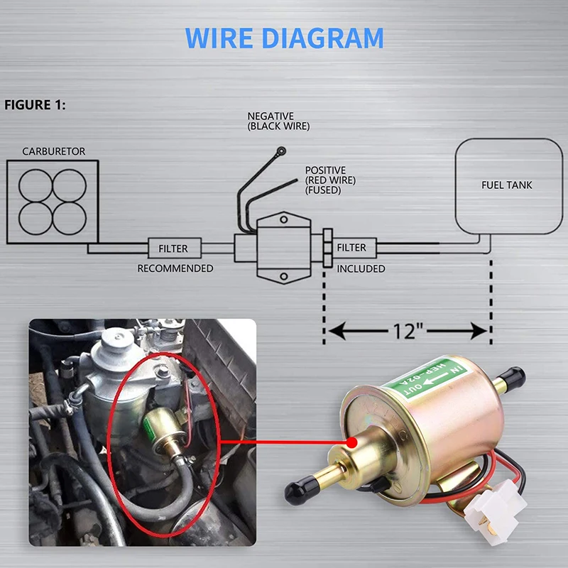 Electrical Fuel Pump 12V Low Pressure Bolt Fixing Wire Diesel Petrol HEP-02A for Car Carburetor Electric Motorcycle ATV New