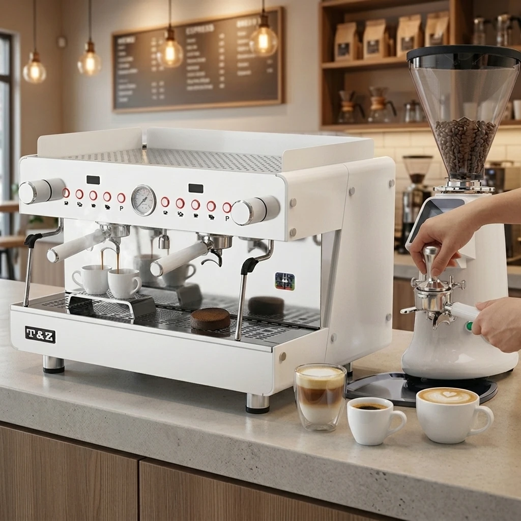 Good Quality Commercial Stainless Steel Coffee Maker Machine Semi Automatic Espresso Machine With Grinder For Business
