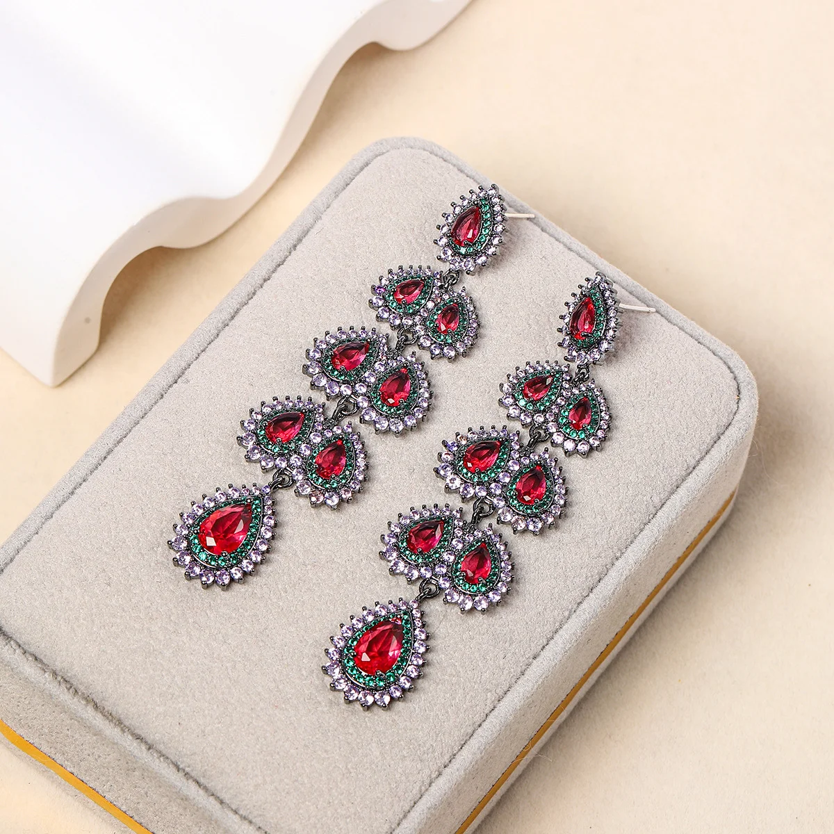 

Серьги-подвески из серебра 925 пробы с разноцветными драгоценными камнями, элегантные многоярусные серьги для вечеринок, стильное украшение в подарок для женщин