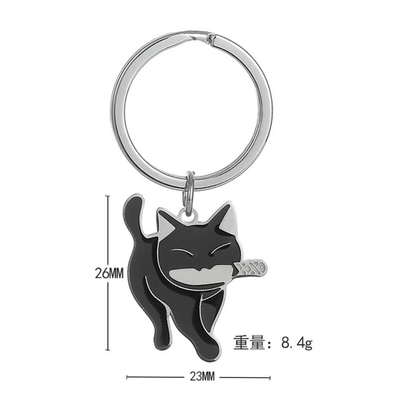 Black Cat With Knife KeyChain Key Chain Car Keyring Women Child Gift Jewelry