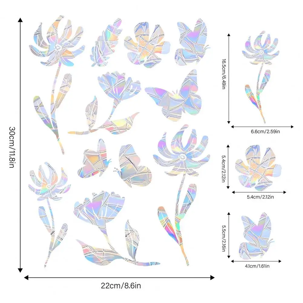 1 Sheet Suncatcher Window Waterproof PVC Colorful Rainbow Prism Bird Alert Static Shop Window Glass Home Room Decoration Decals