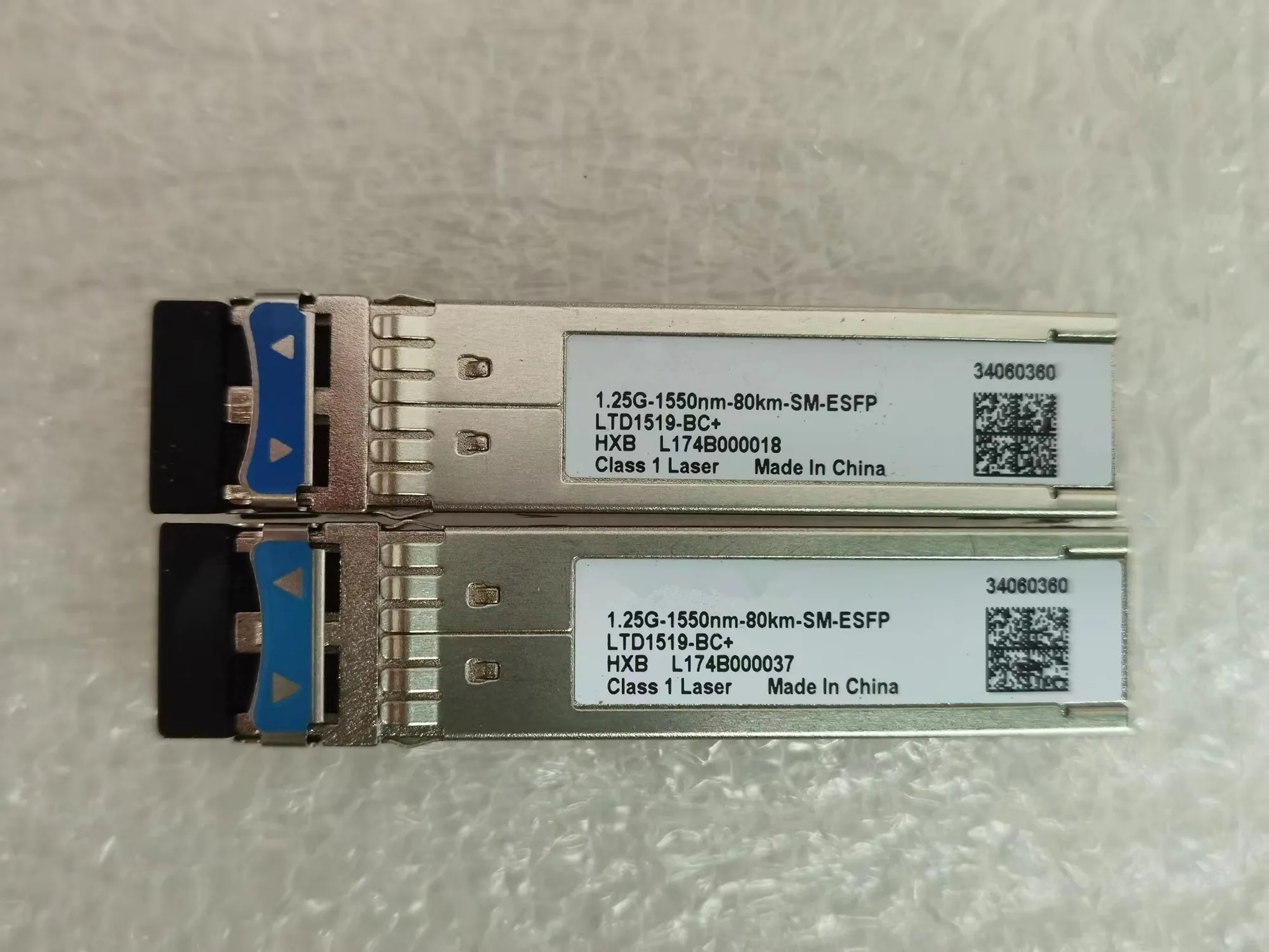 

1.25G 80km Gigabit Fiber Transceiver H-W 34060360 1.25G-1550nm-80km-SM-ESFP RTXM191-502 454001 LTD1519-BC+ 80KM Optical Switch