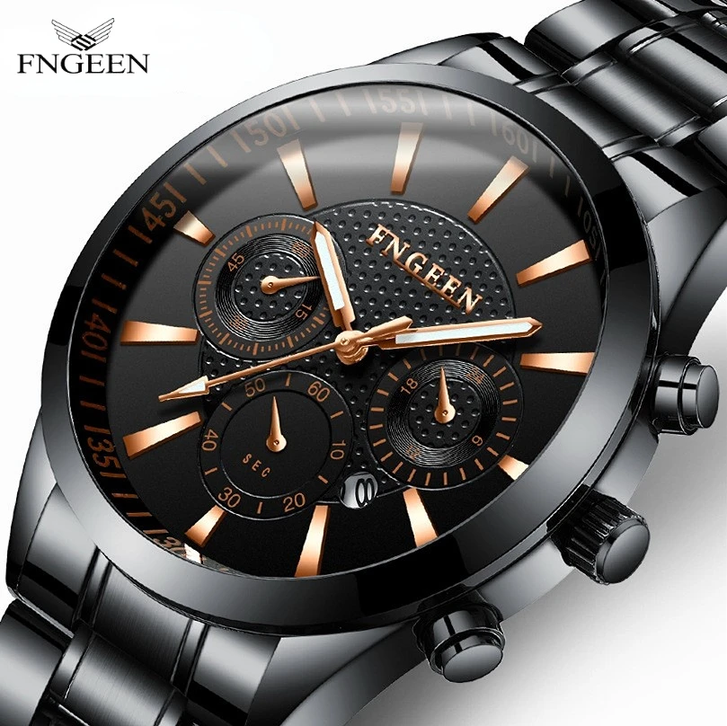 FNGEEN New Imitation Six-pin Design Men's Watch Waterproof Luminous Calendar Student Clock Relogio Masculino часы мужские