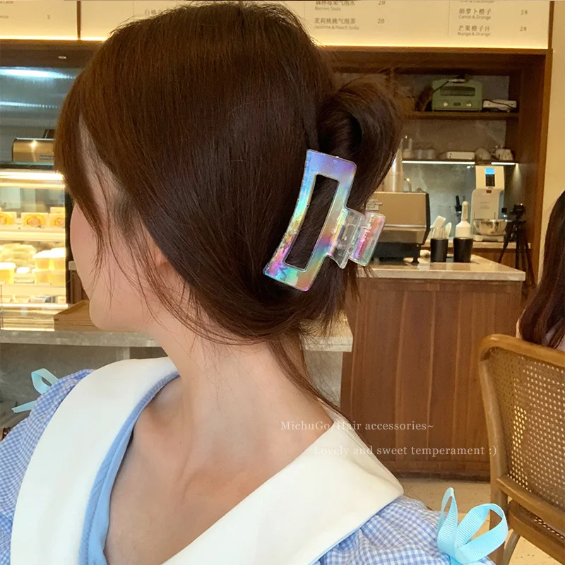 New Colorful Transparent Geometric Hair Claw For Women Girls Sweet Hair Decorate Claw Clip Hair Clip Fashion Hair Accessories