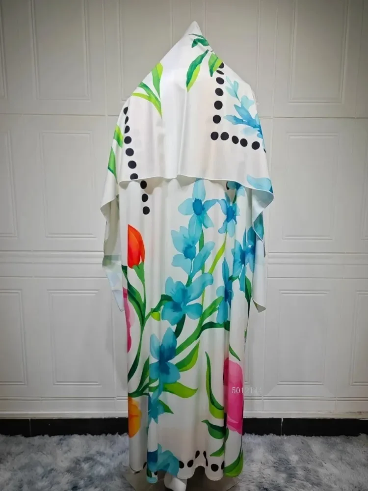 Dubai Floral Print Open Abaya Muslim Elegant Casual Kaftans Hijab included Cardigan 2