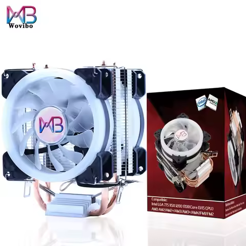 Wovibo CPU Cooler Cooling Fan 3PIN 4Pin Ventilador Silent For Intel 775 1150 1151 1155 1200 1700 2011 X79 X99 AM4 AM5 Radiator