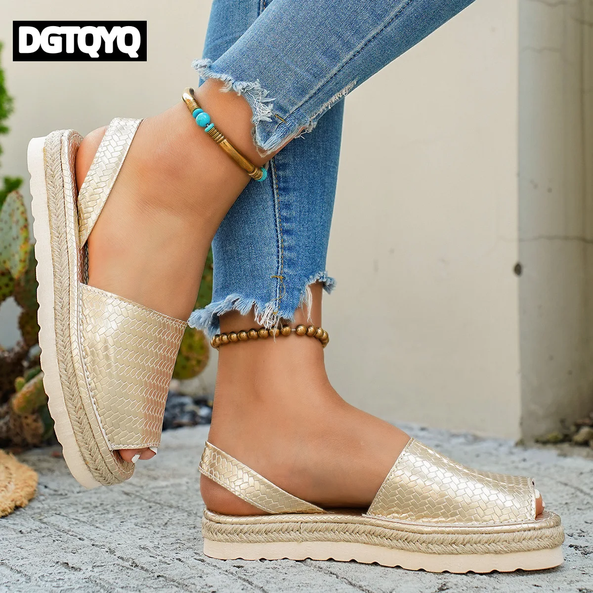 Fashionable Thick Soled Tall Women's Brown Leather Menorcan Sandals 2026 Summer New Fish Mouth Slope Heel Slippers for Women