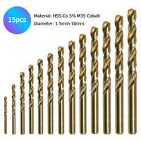 1.5-10mm M35 Cobalt HSS Co High Speed Steel Drill Bits Set Metal Wood Working Straight   Shank Twist Drill Bit Power Tools